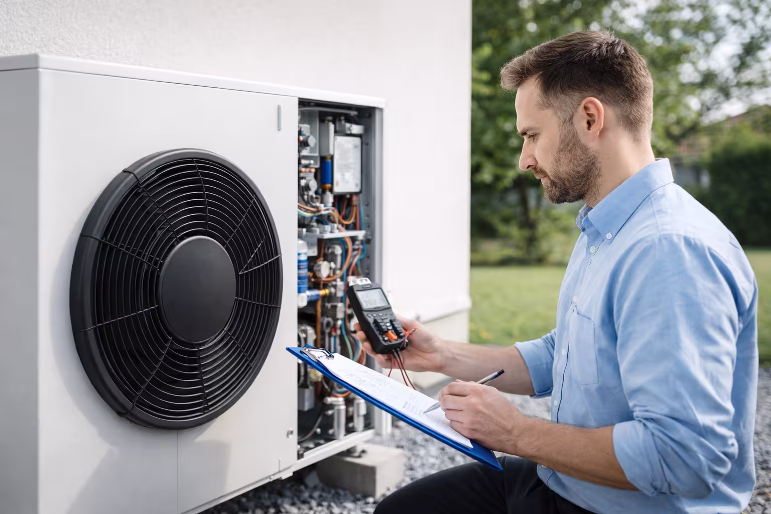 Técnico realizando una auditoría energética en una vivienda para mejorar la eficiencia energética.